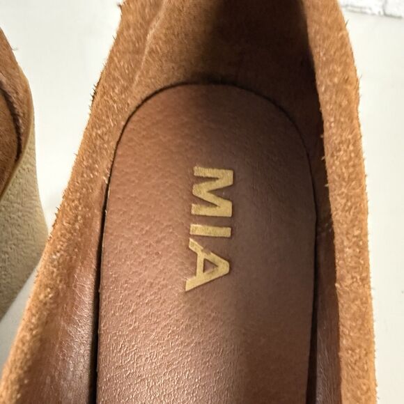 Mia Brigitta Wedge Heel Pump Suede Leather Tasseled Loafers Brown Women 10 Shoes - Picture 6 of 15